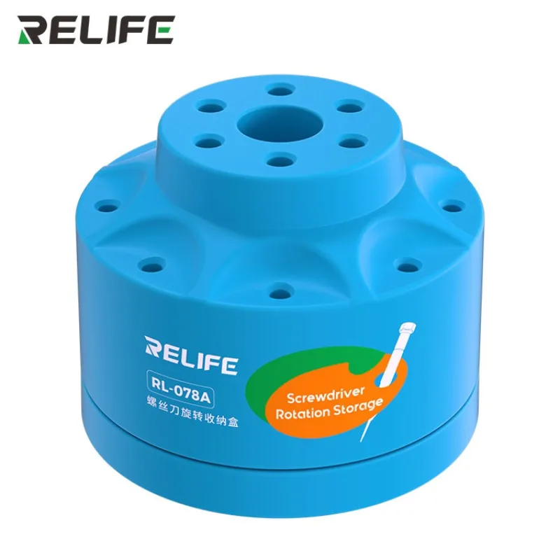 

RELIFE RL-078A Screwdriver 360°Rotating Storage Box for Mobile Phone Repair Multiple Holes Soldering Iron Tips Storage Holder