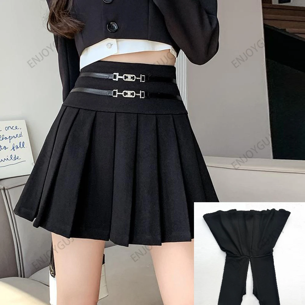 

Women's Black Short Skirt Invisible Open Crotch Outdoor Sex Pleated Skirt High Waisted Slim and Elegant Style