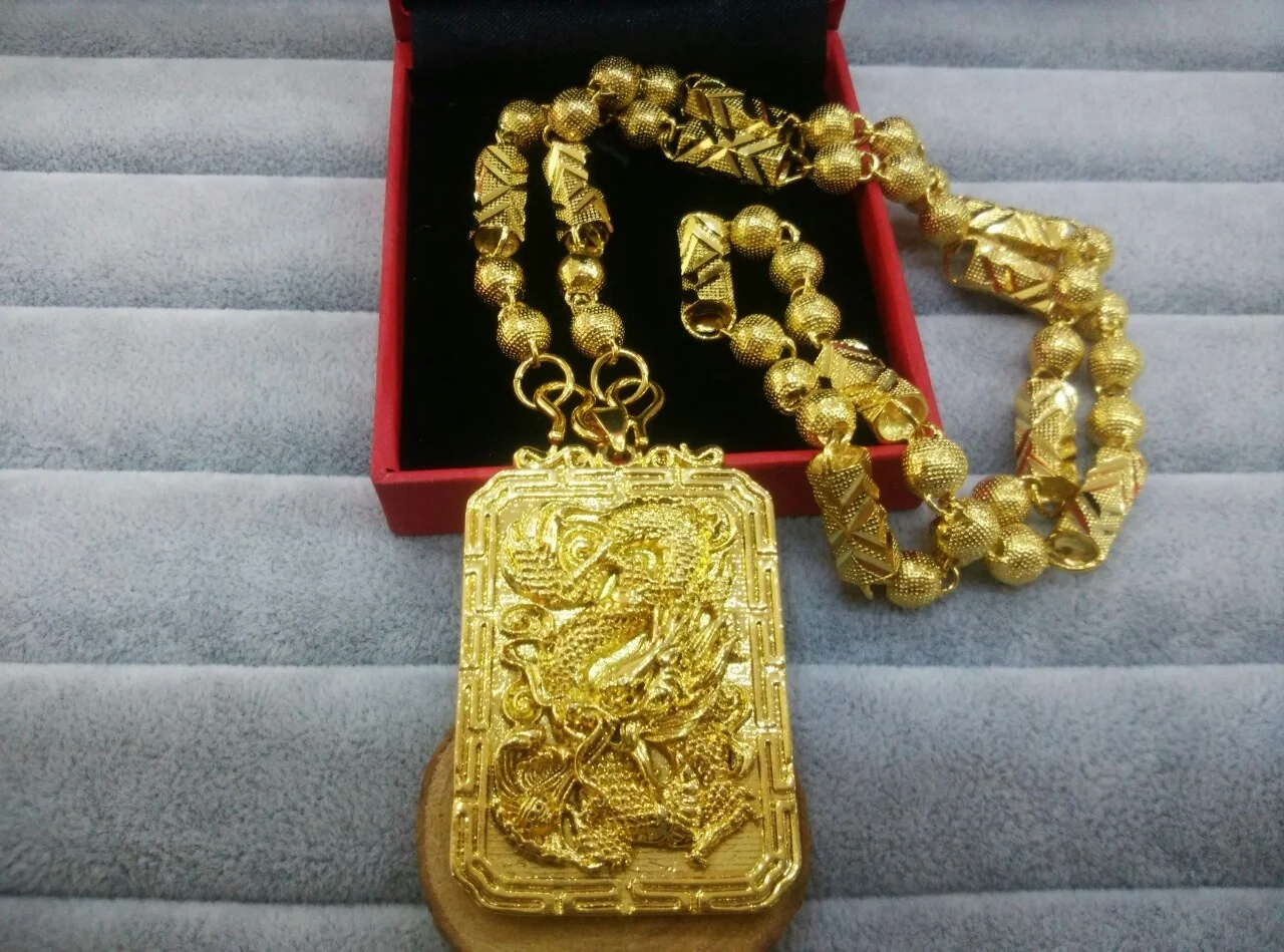 Euro Plated 100% Real Gold 24k 999 jewelry men's solid hexagonal chain with dragon pendant 999 headwear color protection Jewelry 3 Mallzona S91788d62e0de4b0a9e9d824bb762eeb1J Euro Plated 100% Real Gold 24k 999 jewelry men's solid hexagonal chain with dragon pendant 999 headwear color protection Jewelry Mallzona