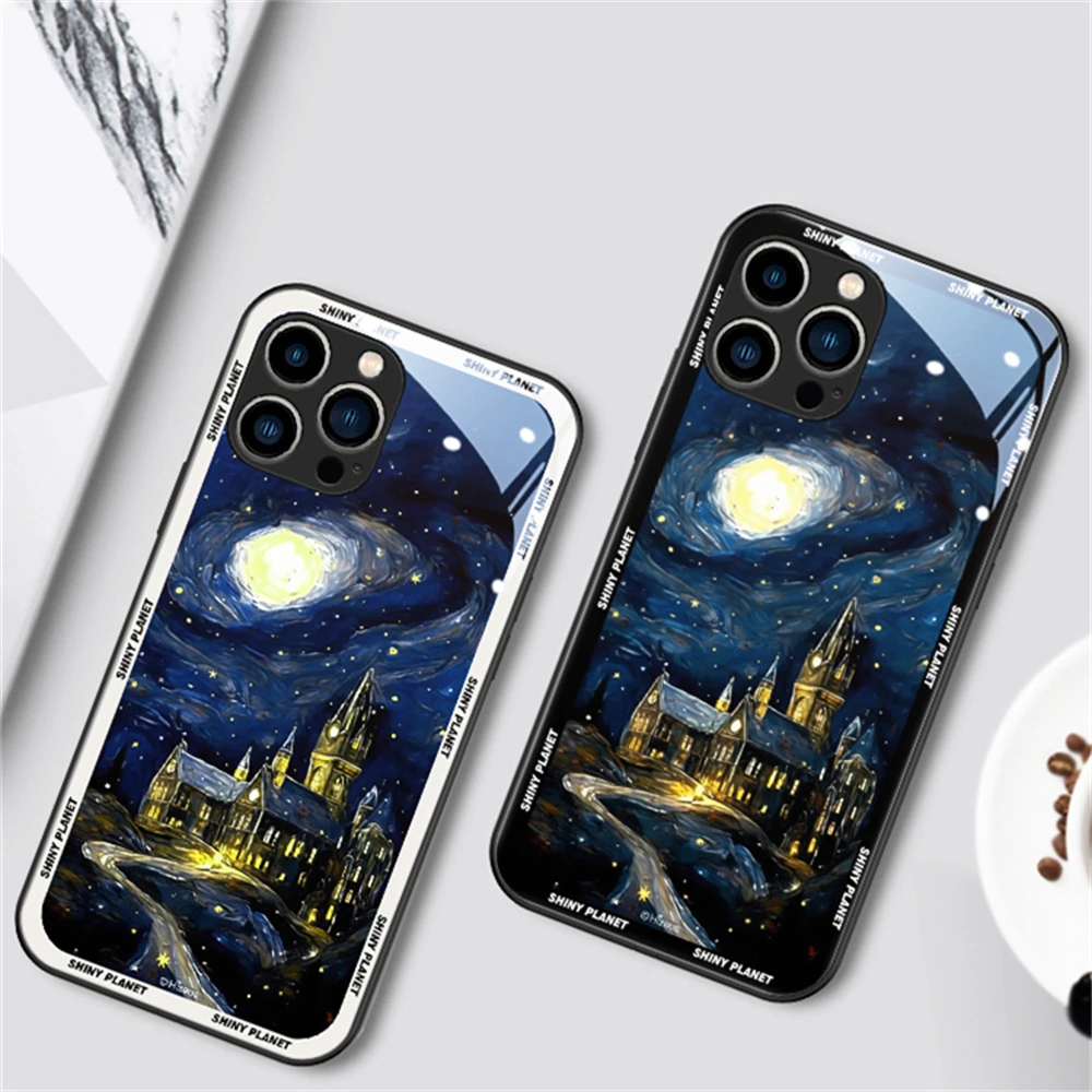 

Starry Sky Castle LED Flash Phone Case For Huawei Mate 60 50 40 30 Pro Plus P60 P50 P40 P30 Light Up Glass Back Cover
