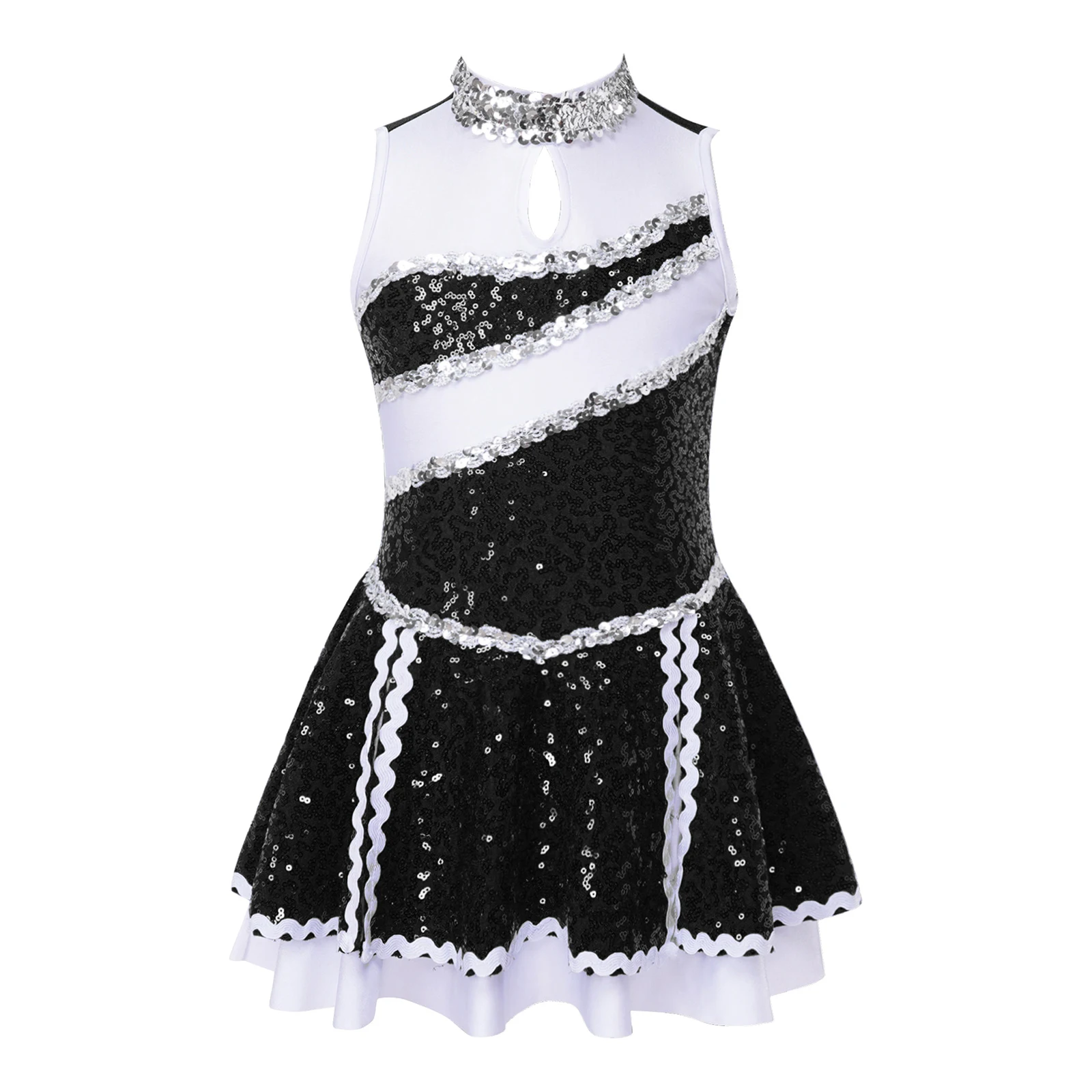 Kids Girls Cheerleading Uniform Sleeveless Shiny Sequins Dance Dress Figure Skating Gymnastics Leotard Stage Performance Costume
Kids Girls Cheerleading Uniform Sleeveless Shiny Sequins Dance Dress Figure Skating Gymnastics Leotard Stage Performance Costume