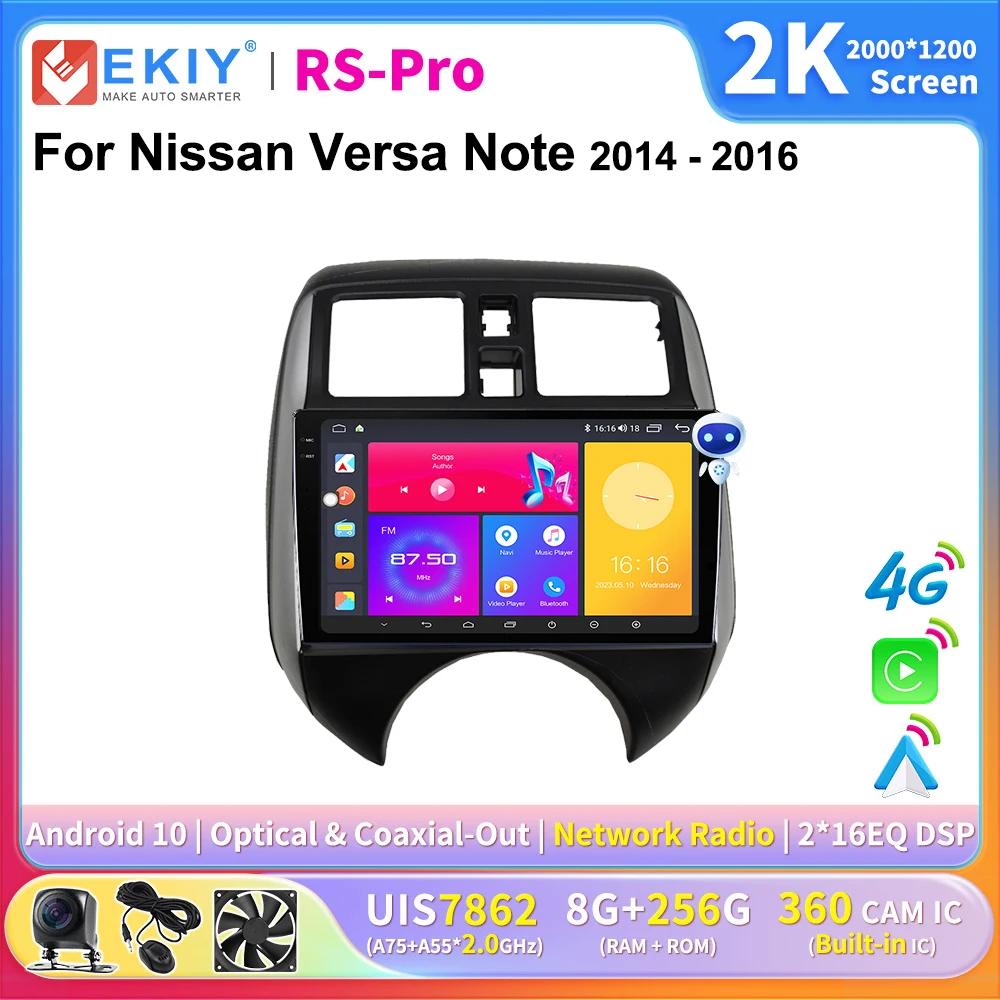 

EKIY 2K Screen CarPlay Radio For Nissan Versa Note 2014-2016 LHD Android Auto 4G Car Multimedia GPS Player Stereo Navigation DSP