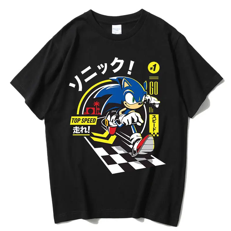 تي شيرت صيفي للأطفال مصنوع من القطن بنسبة 100% بتصميم كارتوني مطبوع عليه صورة سونيك للأولاد والبنات تي شيرت كاجوال فضفاض بأكمام قصيرة تي شيرت صيفي للأطفال مصنوع من القطن بنسبة 100% بتصميم كارتوني مطبوع عليه صورة سونيك للأولاد والبنات تي شيرت كاجوال فضفاض بأكمام قصيرة