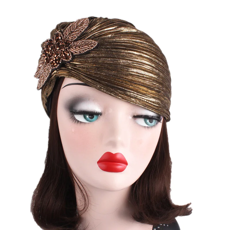 New Shinny Ruffle Turban Head Wrap Women Beaded Flower Indian Chemo Cap Hat Beanies Bonnet Headscarf Hair Loss Muslim Hijab Hats
New Shinny Ruffle Turban Head Wrap Women Beaded Flower Indian Chemo Cap Hat Beanies Bonnet Headscarf Hair Loss Muslim Hijab Hats