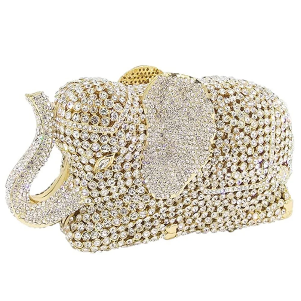 

Elephant Evening Clutches Bags Metal Crystal Clutch Minaudiere Wedding Bridal Purses and