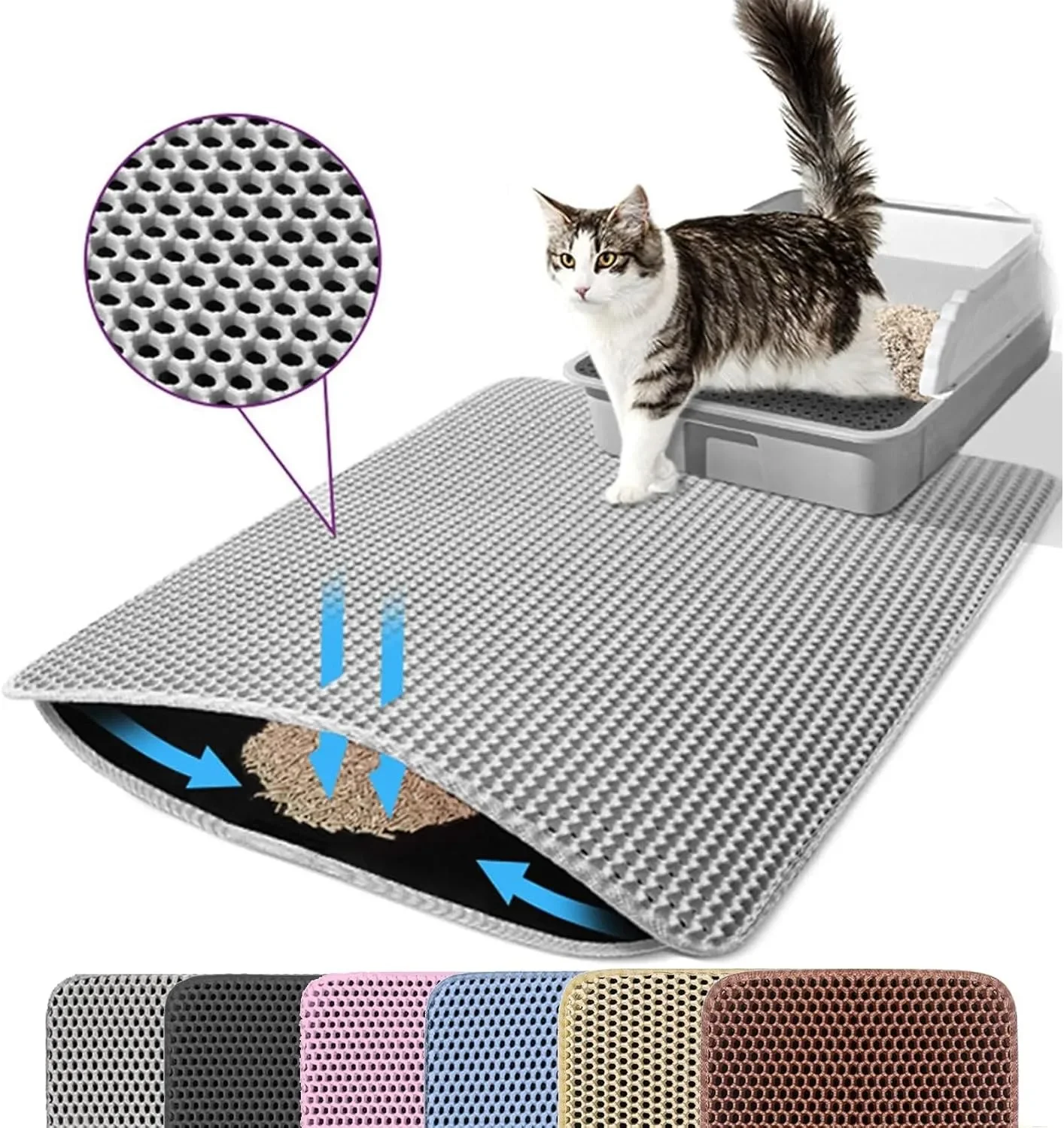 Double-Layer Waterproof Cat Litter Mat – Non-Slip, Wear-Resistant Litter Box Trapping Mat Double-Layer Waterproof Cat Litter Mat – Non-Slip, Wear-Resistant Litter Box Trapping Mat