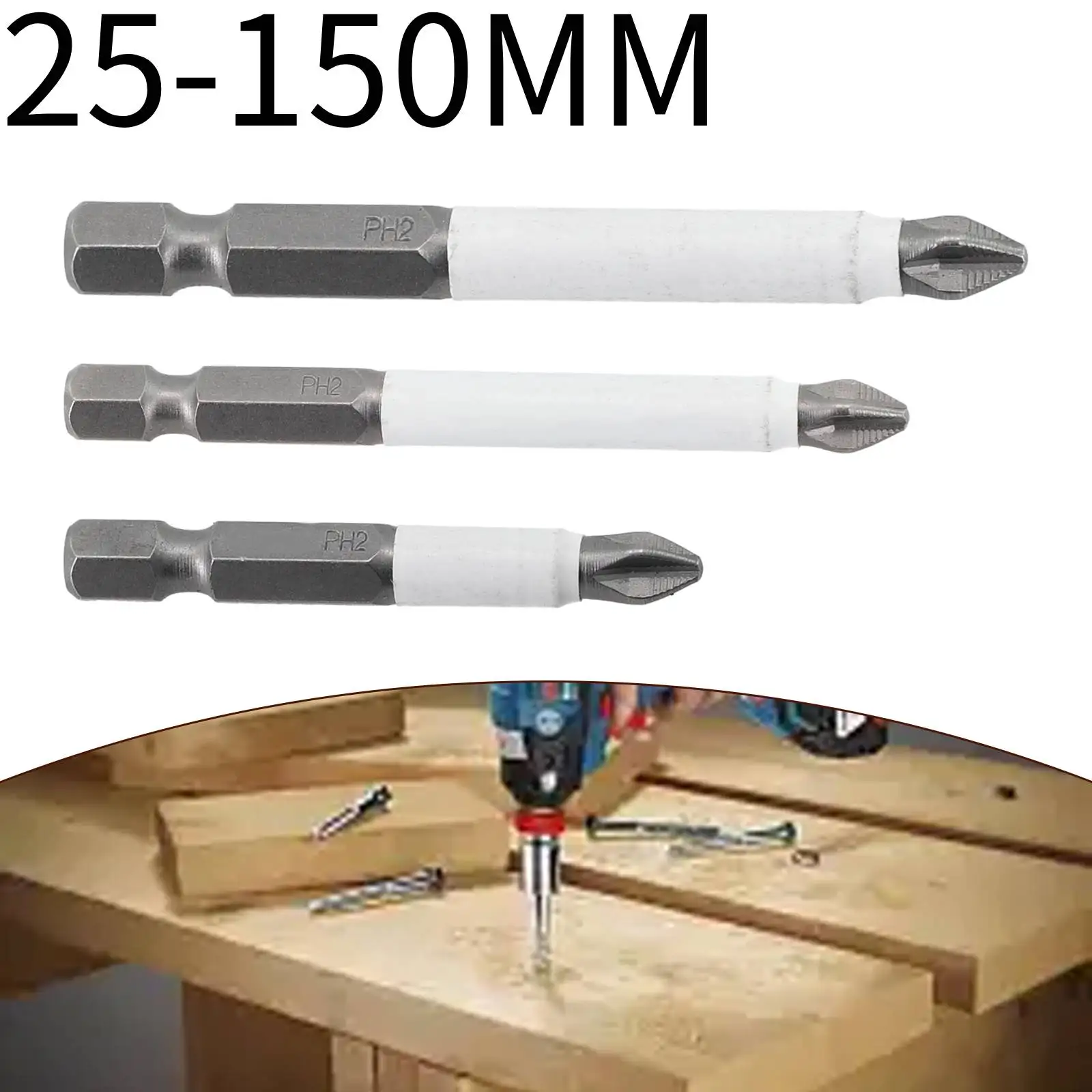 1pc 25-150mm Non-Slip Impact Batch Head Strong Magnetic Cross High Torque Hardness Screw Waterproof Ph2 Screwdriver Bits Set
1pc 25-150mm Non-Slip Impact Batch Head Strong Magnetic Cross High Torque Hardness Screw Waterproof Ph2 Screwdriver Bits Set
