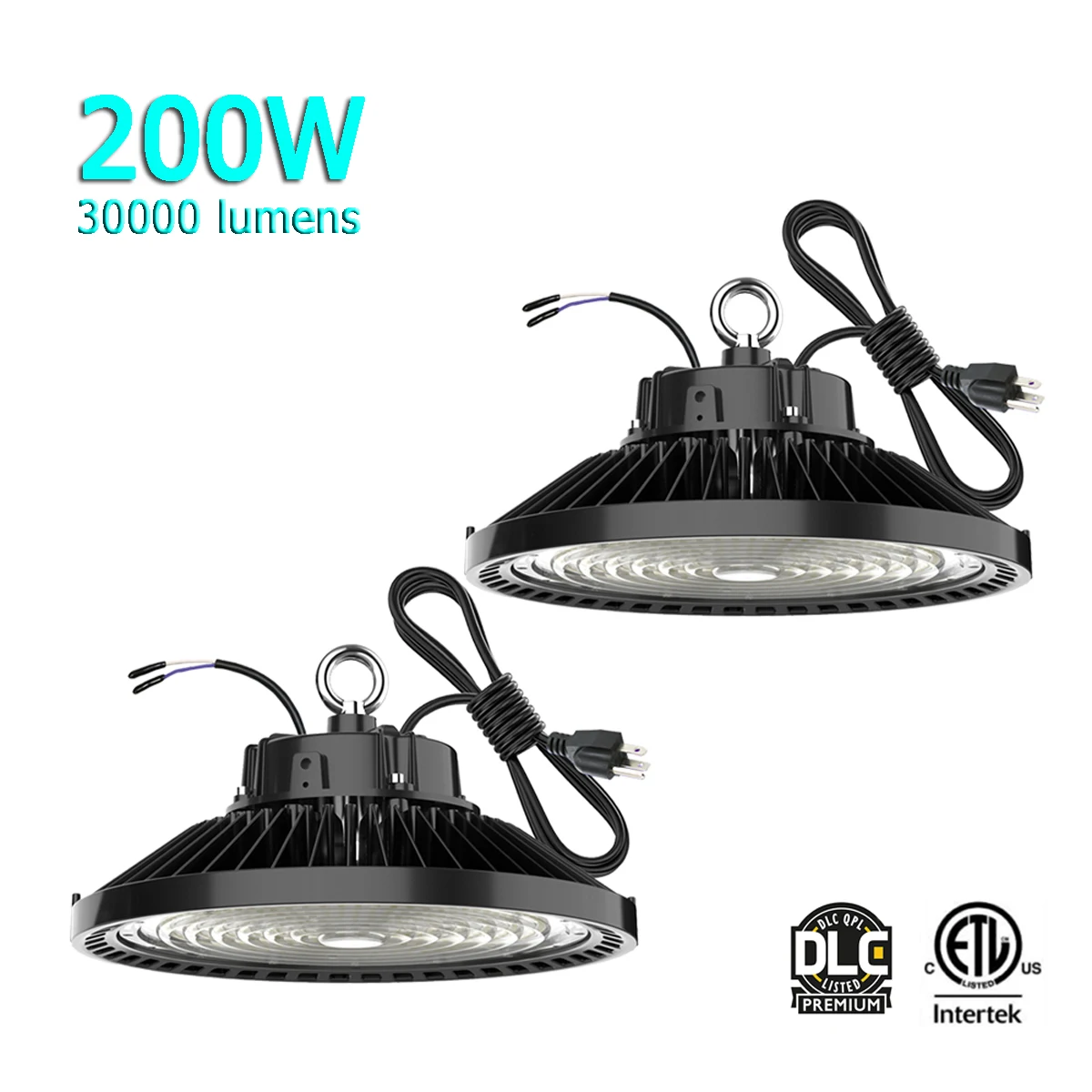 

2 Pack 200W UFO Led High Bay Light 30000lm Led Commercial Industrial Shop Warehouse Garage Gym Lighting Fixtures 90-277V 5000K