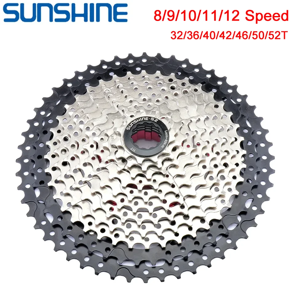 

SUNSHINE Bicycle Cassette 8/9/10/11/12Speed MTB Sprocket 11T-32T/36T/40T/42T/46T/50T/52T HG Structure Freewheel for SHIMANO/SRAM