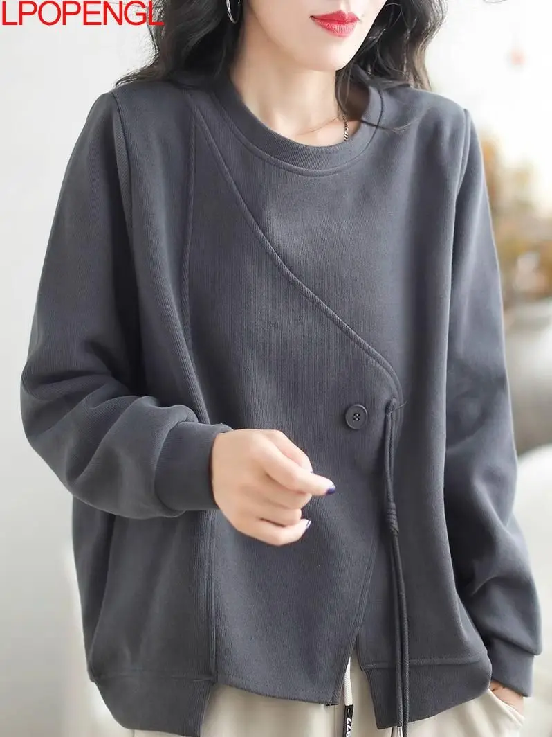 Fashion Women's Oversized Solid Color Long Sleeves Irregular Sweatshirt 2023 Autumn Casual Loose Patchwork Pullover Button Top
Fashion Women's Oversized Solid Color Long Sleeves Irregular Sweatshirt 2023 Autumn Casual Loose Patchwork Pullover Button Top