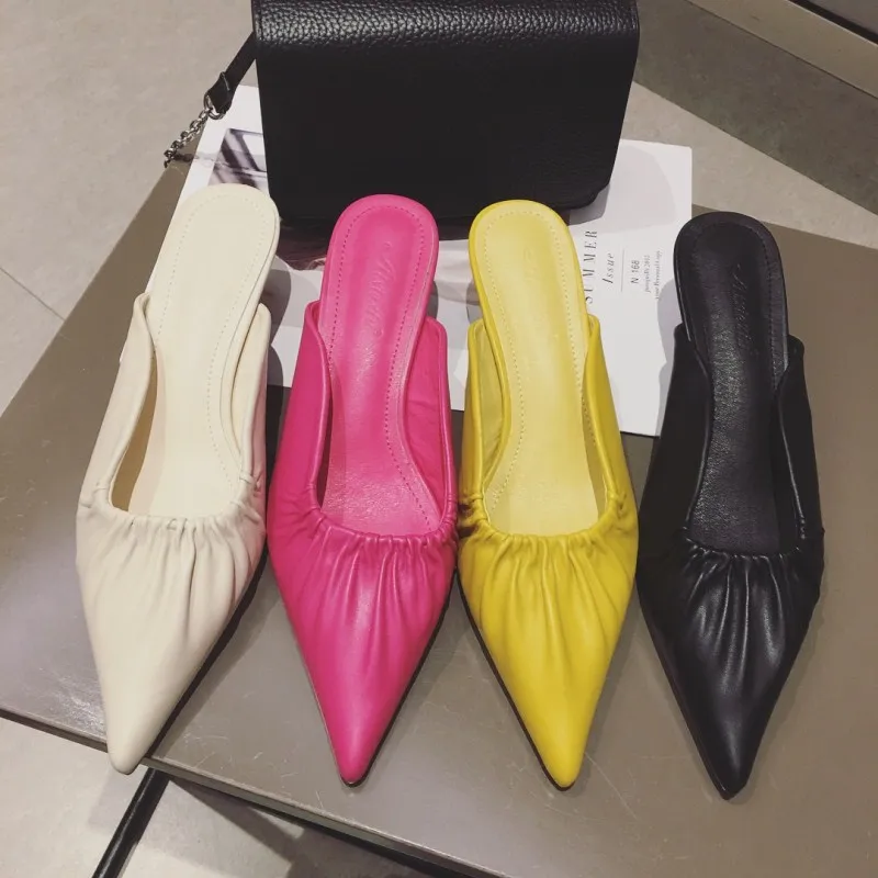 New Candy Color Small Heel Slippers Women Pointed Toe Mules Dress Slides Female High Ladies Elegant Sandals
New Candy Color Small Heel Slippers Women Pointed Toe Mules Dress Slides Female High Ladies Elegant Sandals