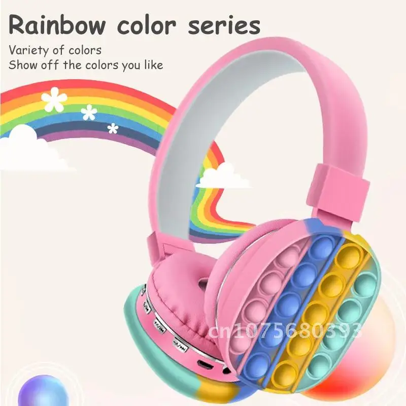 Colorful Wireless Headphones Unzip Bubble Push Hot Sale Rainbow Decompression Toys Children Anti-Stress Gift Headsets with Micp
Colorful Wireless Headphones Unzip Bubble Push Hot Sale Rainbow Decompression Toys Children Anti-Stress Gift Headsets with Micp
