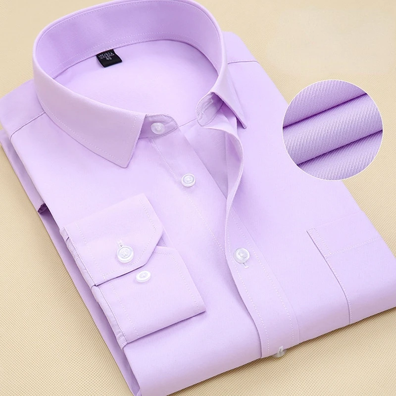 

8Xl Pure Color Long Sleeve Work Office Business Classic Longsleeve For Men Casual Men's White Dress Shirt