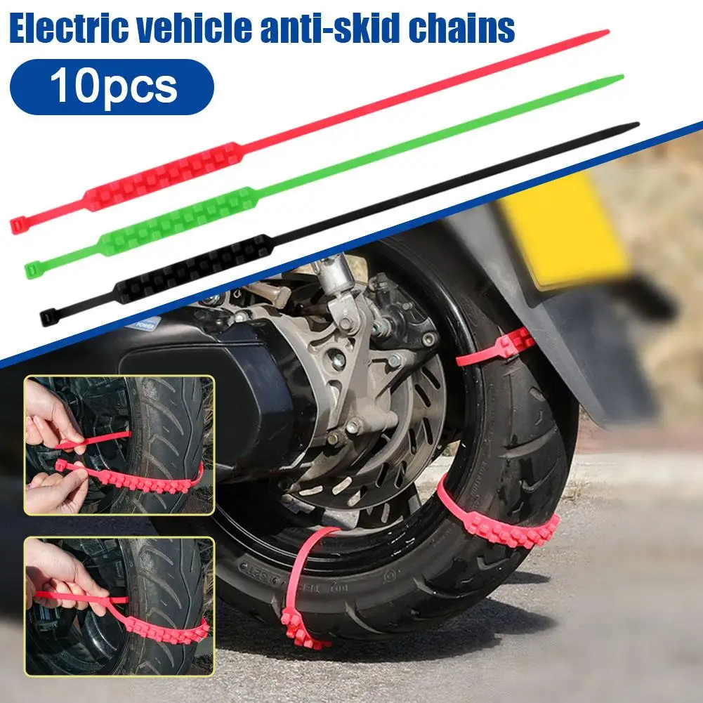

10pcs Anti-skid Snow Chains For Motorcycles Bicycles Winter Tire Wheels Non-slip Cable Ties Motorbike Emergency Tire Chain N8p9