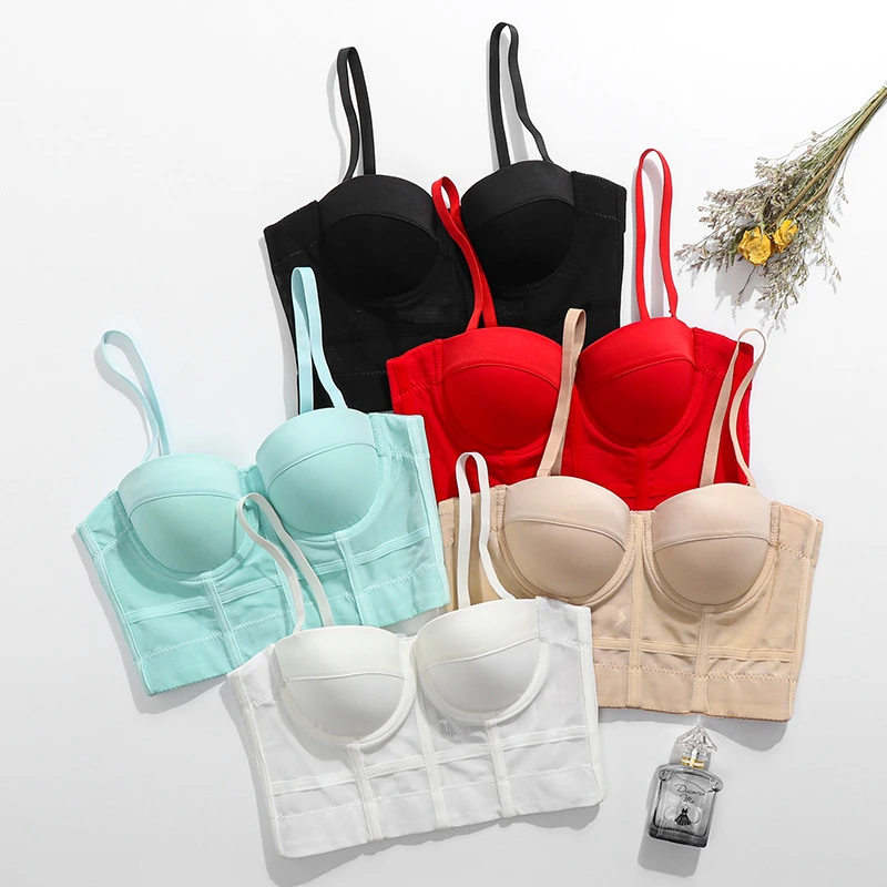 

Elastic Mesh Gauze Women Party Corset Tops To Wear Out Sexy Bodice Underbust Bustier Multi Color Underwire Push Up Bra