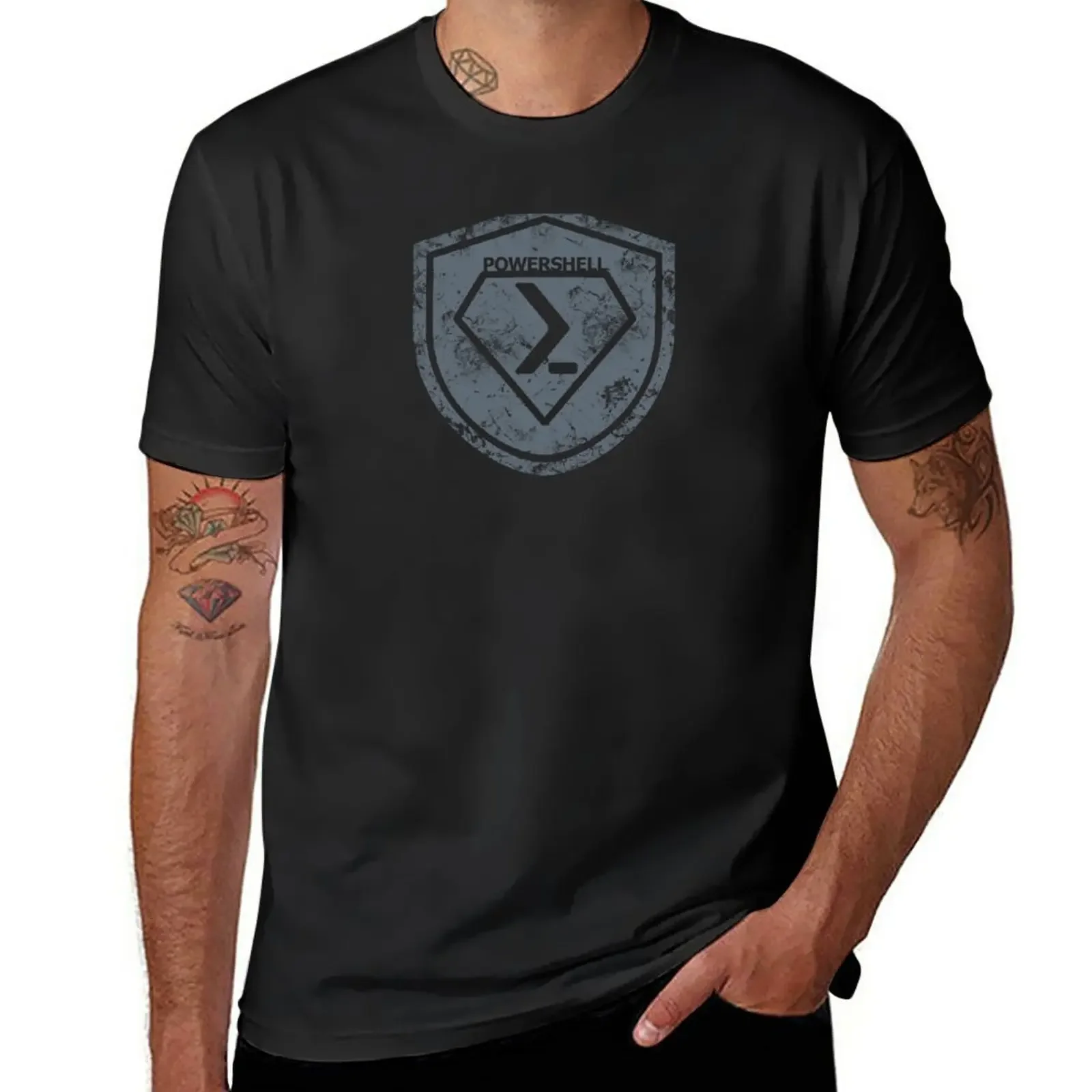 

PowerShell Emblem Gray T-Shirt vintage clothes anime funnys Men's t-shirts