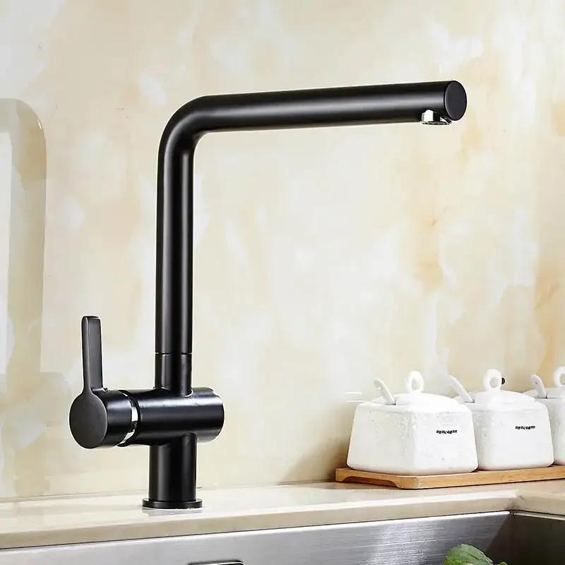 

Kitchen Faucet 4 Color Curved Pipe Tap Single Lever Swivel Spout Sink Basin Tap Hot and Cold Water Mixer Tap Deck Mounted Crane
