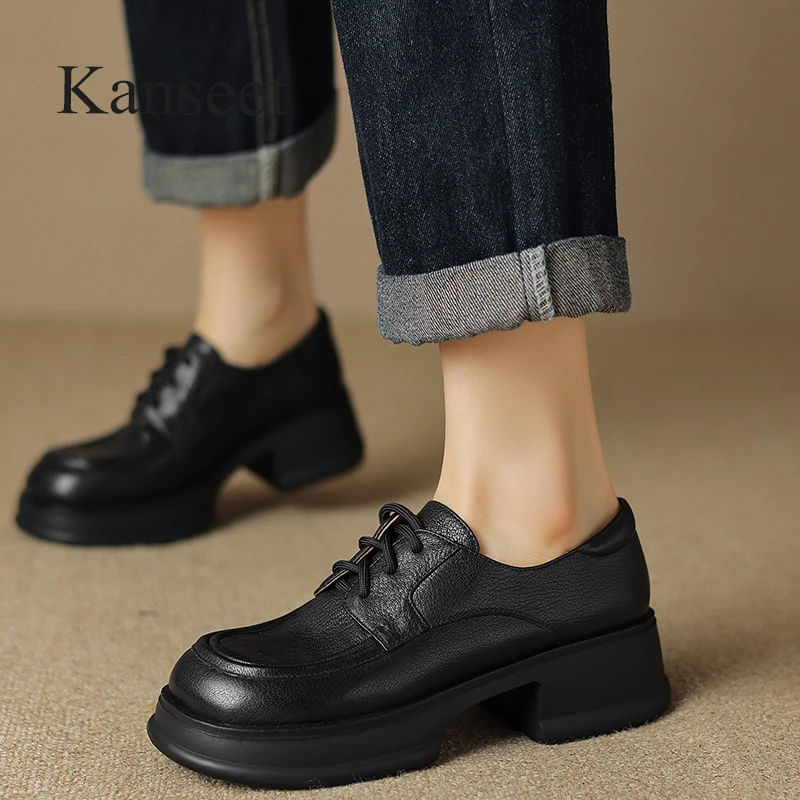 Kanseet Concise Genuine Leather Shoes For Women 2023 Autumn Platform Round Toe Loafers Comfortable Mid Heel Handmade Footwear 40
Kanseet Concise Genuine Leather Shoes For Women 2023 Autumn Platform Round Toe Loafers Comfortable Mid Heel Handmade Footwear 40