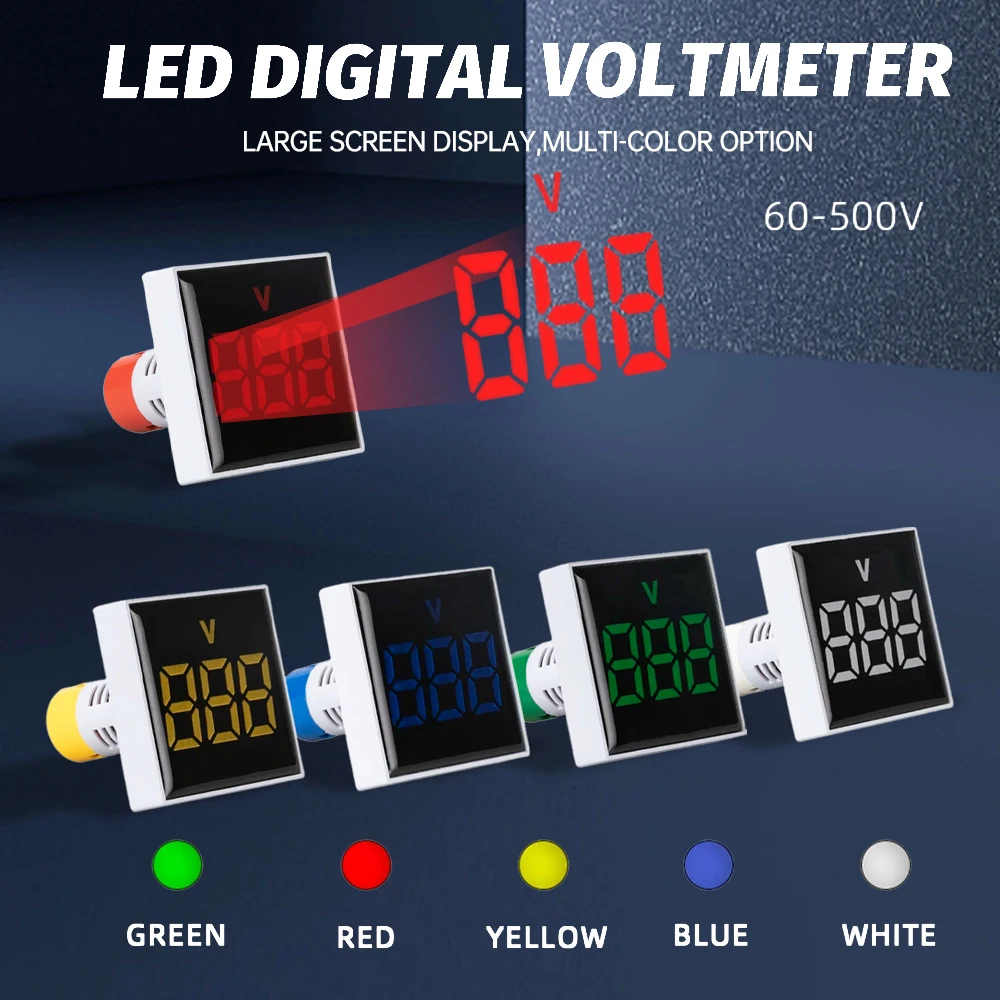 

50MM 60-500V Led AC Digital Voltmeter Ammeter Signal Lights 220V Voltage Current Meter Volt Amp Indicator Tester Detector