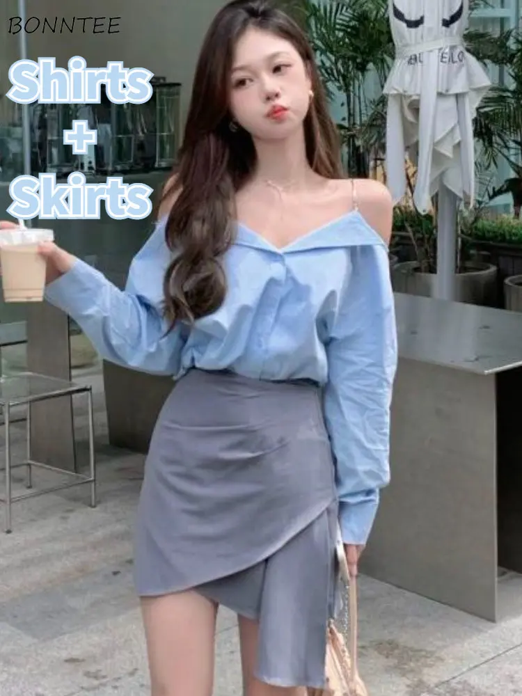 L-4XL Women Sets Elegant Halter Shirts Mini Irregular Skirts Simple Streetwear Spring Casual Loose Office Ladies Hotsweet Daily
L-4XL Women Sets Elegant Halter Shirts Mini Irregular Skirts Simple Streetwear Spring Casual Loose Office Ladies Hotsweet Daily