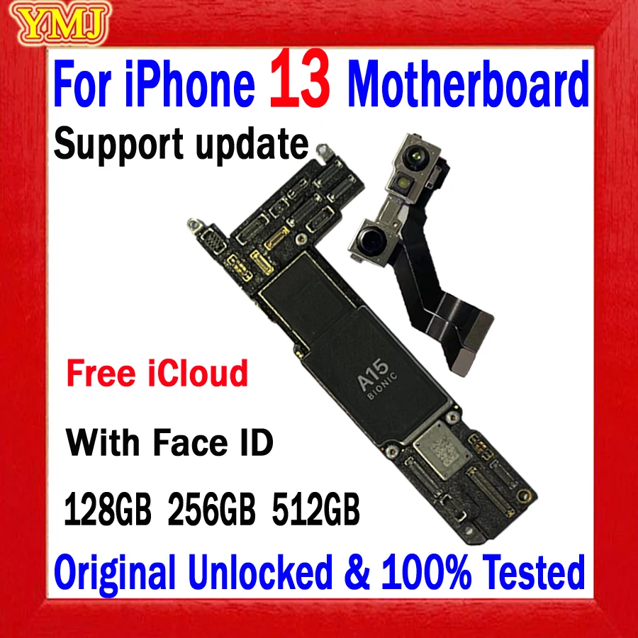 

128GB 256GB 512GB Mainboard Support Update&5G For IPhone 13 Motherboard Original Unlocked Clean Icloud Logic Board Full Working