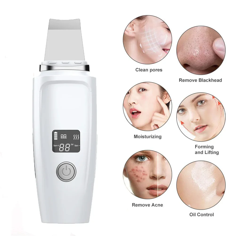 New Ultrasonic Skin Scrubber Blackhead Remover Sonic Face Skin Cleaning Peeling Device Comedone Extractor Facial Ion Shovel
New Ultrasonic Skin Scrubber Blackhead Remover Sonic Face Skin Cleaning Peeling Device Comedone Extractor Facial Ion Shovel