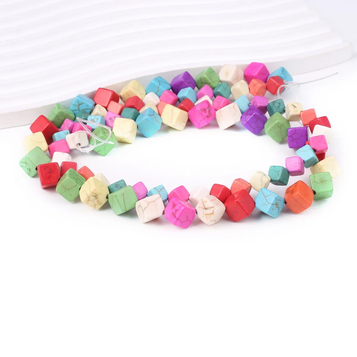 

Natural Stone Beaded Cube Shape Turquoise Gemstone Isolation Loose Beads for Jewelry Making DIY Necklace Bracelet Accessories