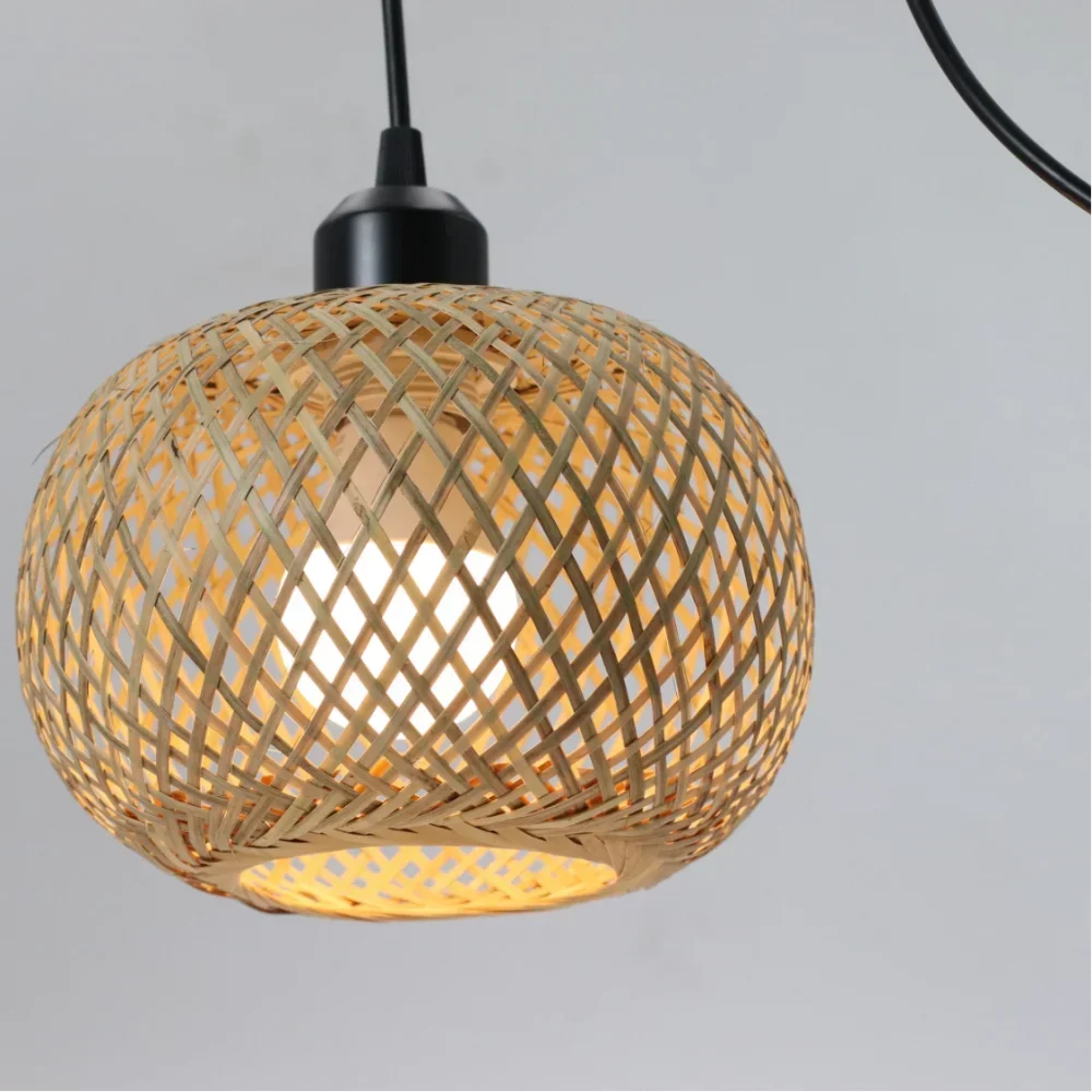 

Bamboo Pendant Lamp Natural Rattan Chandeliers E27 Hand-knitting Café Restaurant Living Room Decor Hanging Lamp Indoor