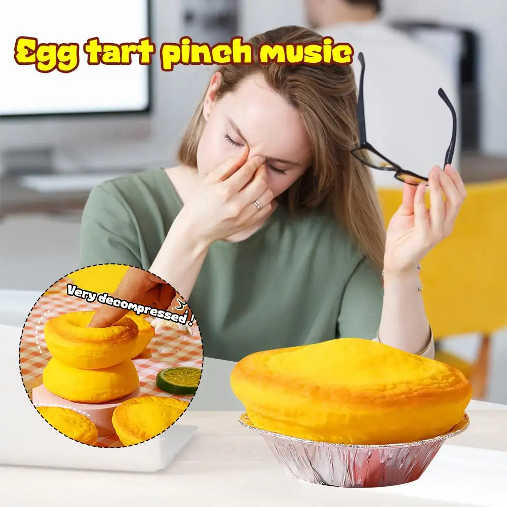 

Funny Egg Tart Squeeze Toys Yellow Silicone TPR Cartoon Stress Relief Simulation Food Pinch Decompression Toy For Kids K3X7
