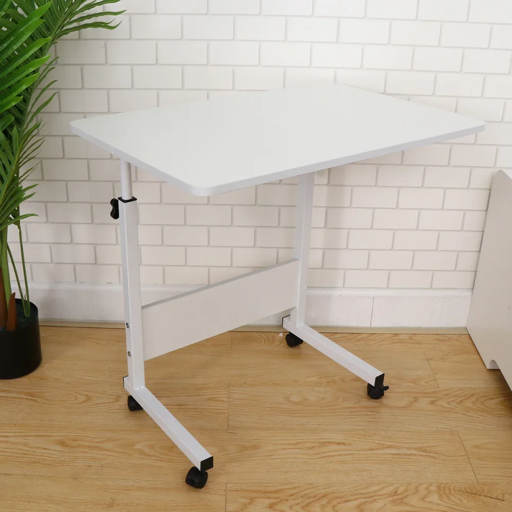 

1pc Laptop Table Foldable Movable Bedside Desk Multifunctional Laptop Stand Lifting Side Table for Home Room (60x40 White)