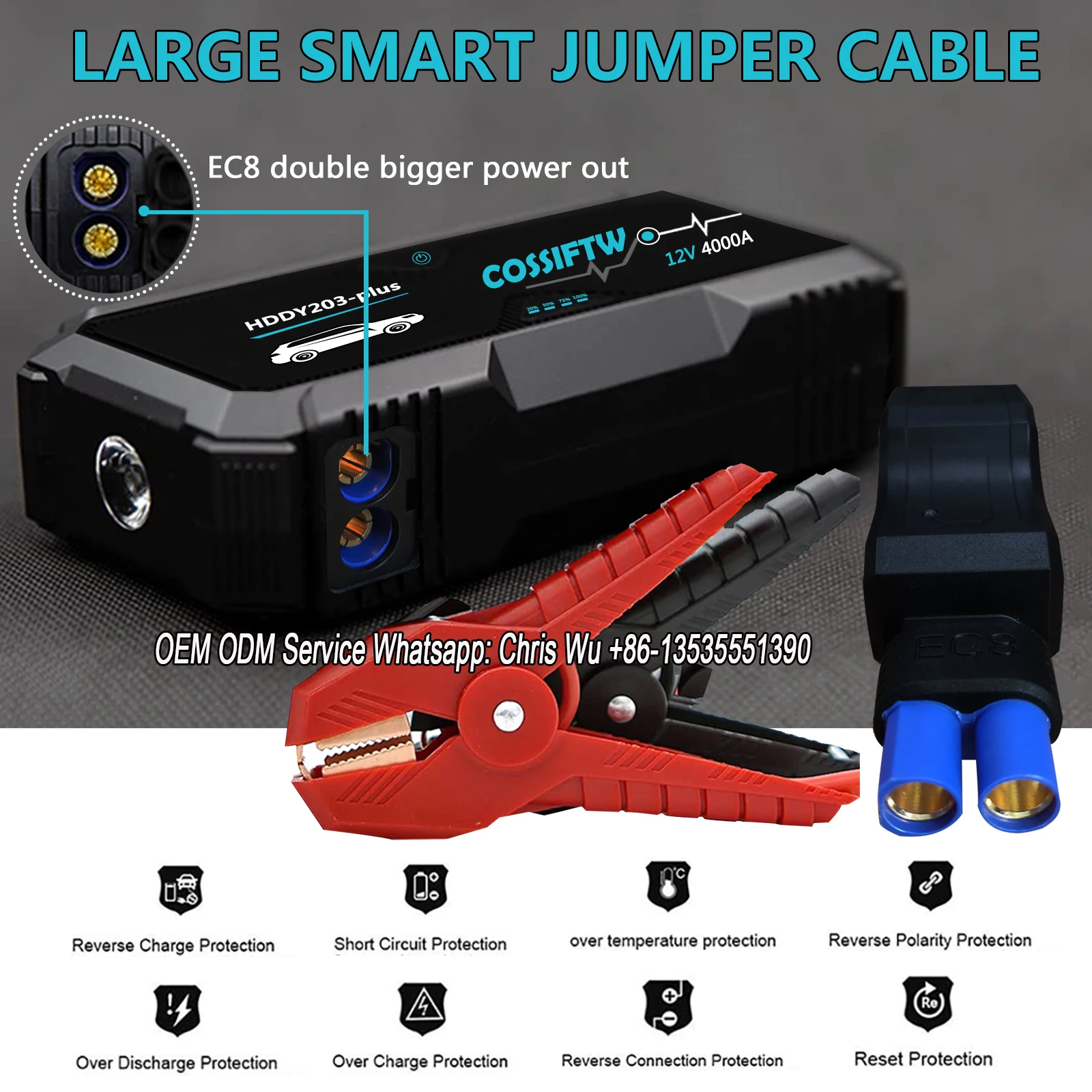 COSSIFTW Lithium Jump starter 4000A 24000Mah With Compass and LED Emergency Light Car Battery Starter Booster Starting Device
COSSIFTW Lithium Jump starter 4000A 24000Mah With Compass and LED Emergency Light Car Battery Starter Booster Starting Device