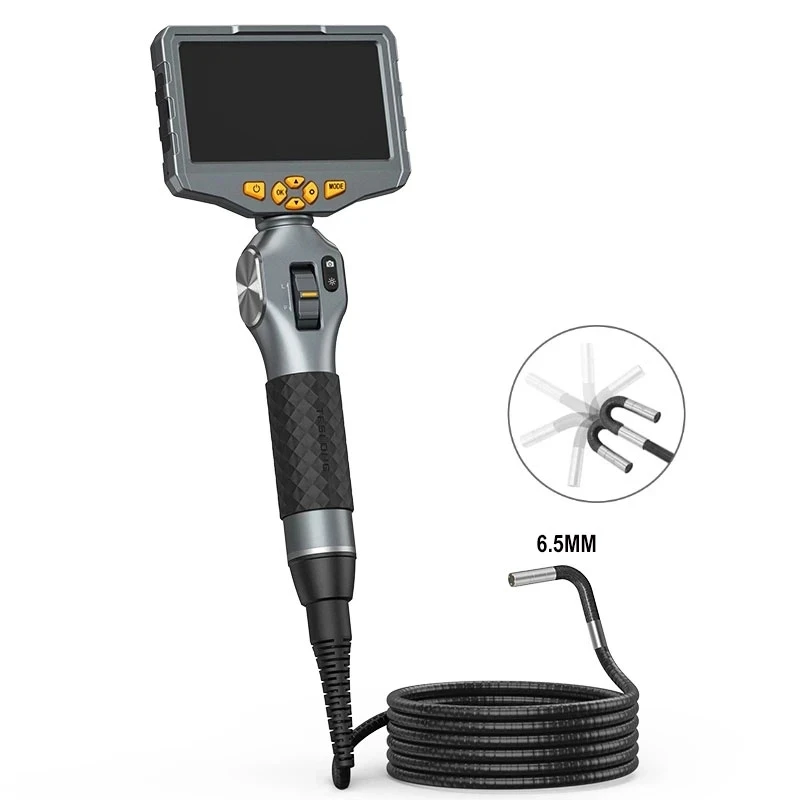 

Industrial Endoscope 5 Inch IPS Screen Two Way 360° Steering Endoscope Snake Tube Hard Wire Articulating Borescope with WIFI