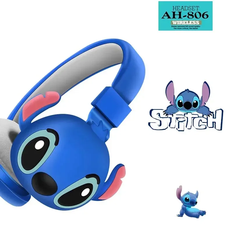 

Новые беспроводные Bluetooth наушники MINISO Stitch AH-806 Hi-Fi стерео звук складные гарнитуры с микрофоном аниме мультфильм подарок для детей