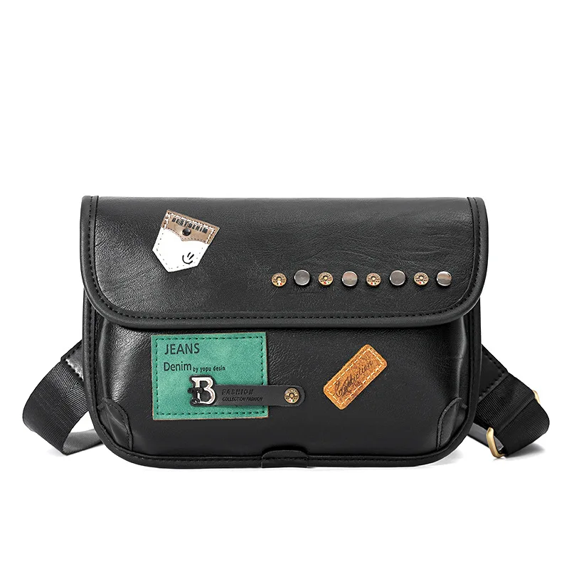 

Fashionable Badge Shoulder Bag with Rivets for Couples