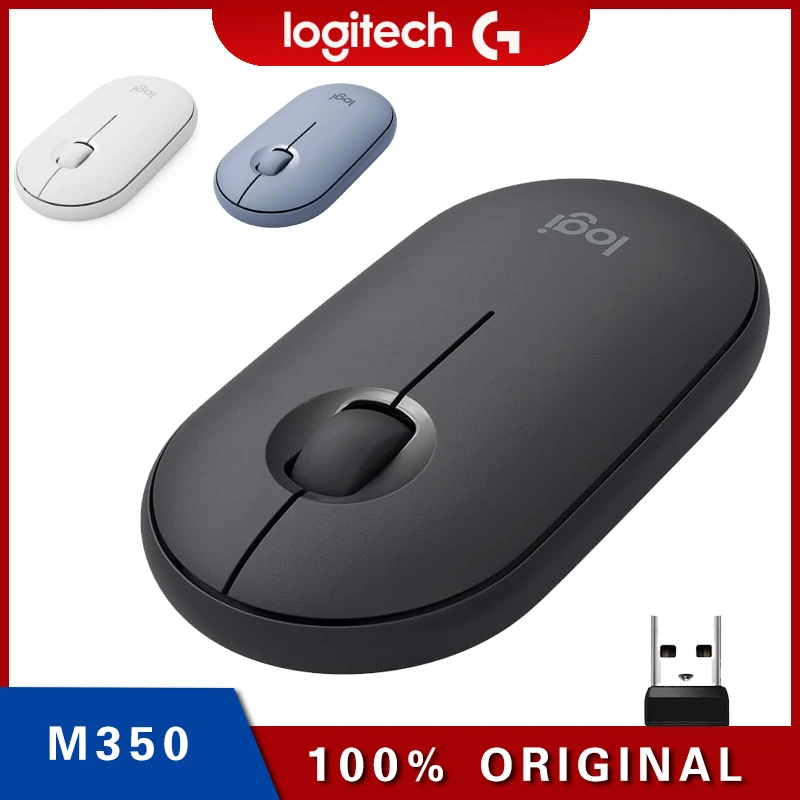 

Logitech M350 Wireless Mouse with Bluetooth or 2.4 GHz Receiver Silent Slim Computer Mouse with Quiet Clicks for Laptop/Notebook