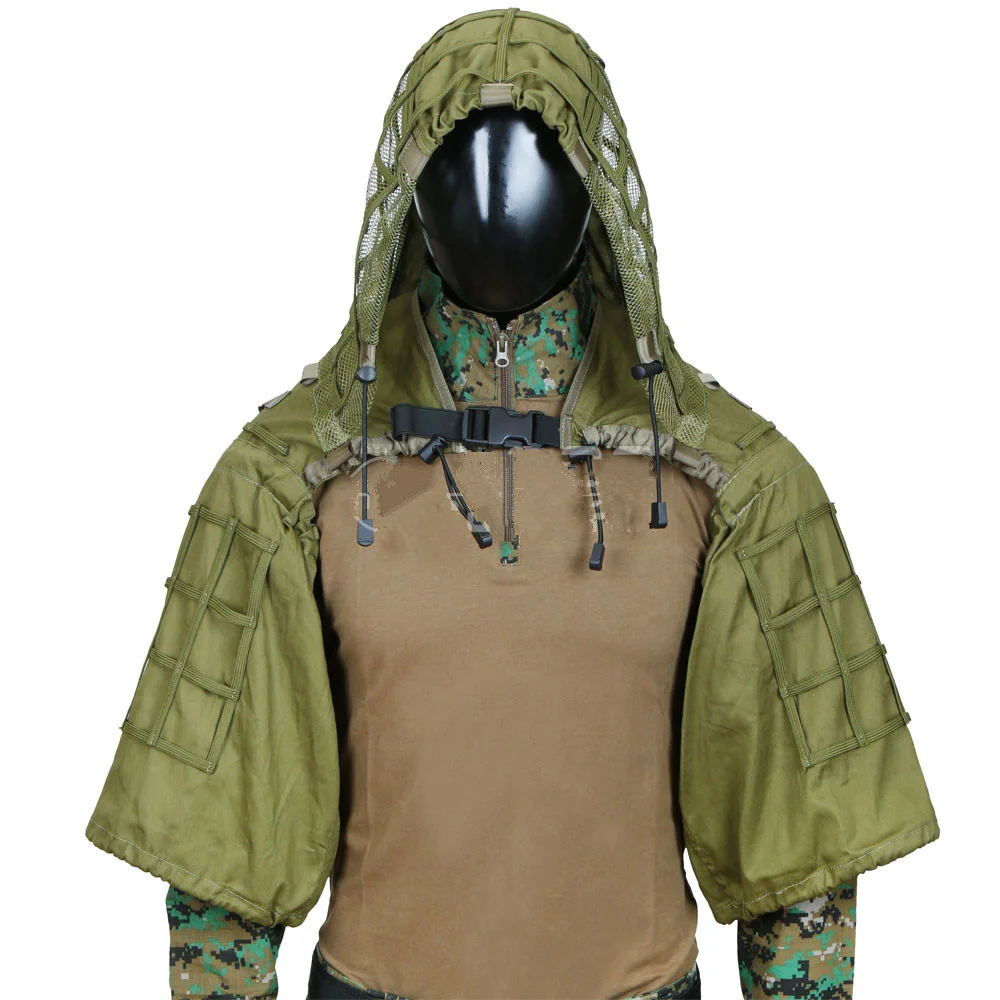 

Men Tactical Combat CS Sniper Shooting Camouflage Ghillie Suit Foundation Net Clothes Male Outdoor Hunting Jacket Set With Yarn