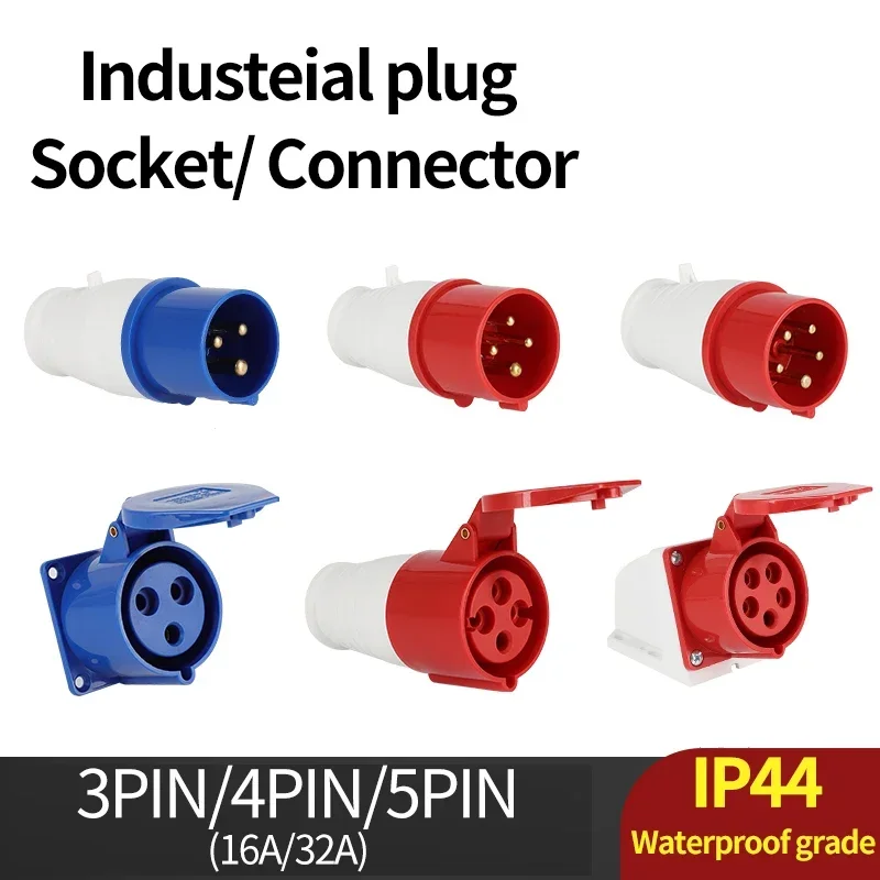 10Pcs Industrial plug and socket waterproof connector 3PIN 4PIN 5PIN 16A/32A waterproof electrical connection wall mount socket
10Pcs Industrial plug and socket waterproof connector 3PIN 4PIN 5PIN 16A/32A waterproof electrical connection wall mount socket