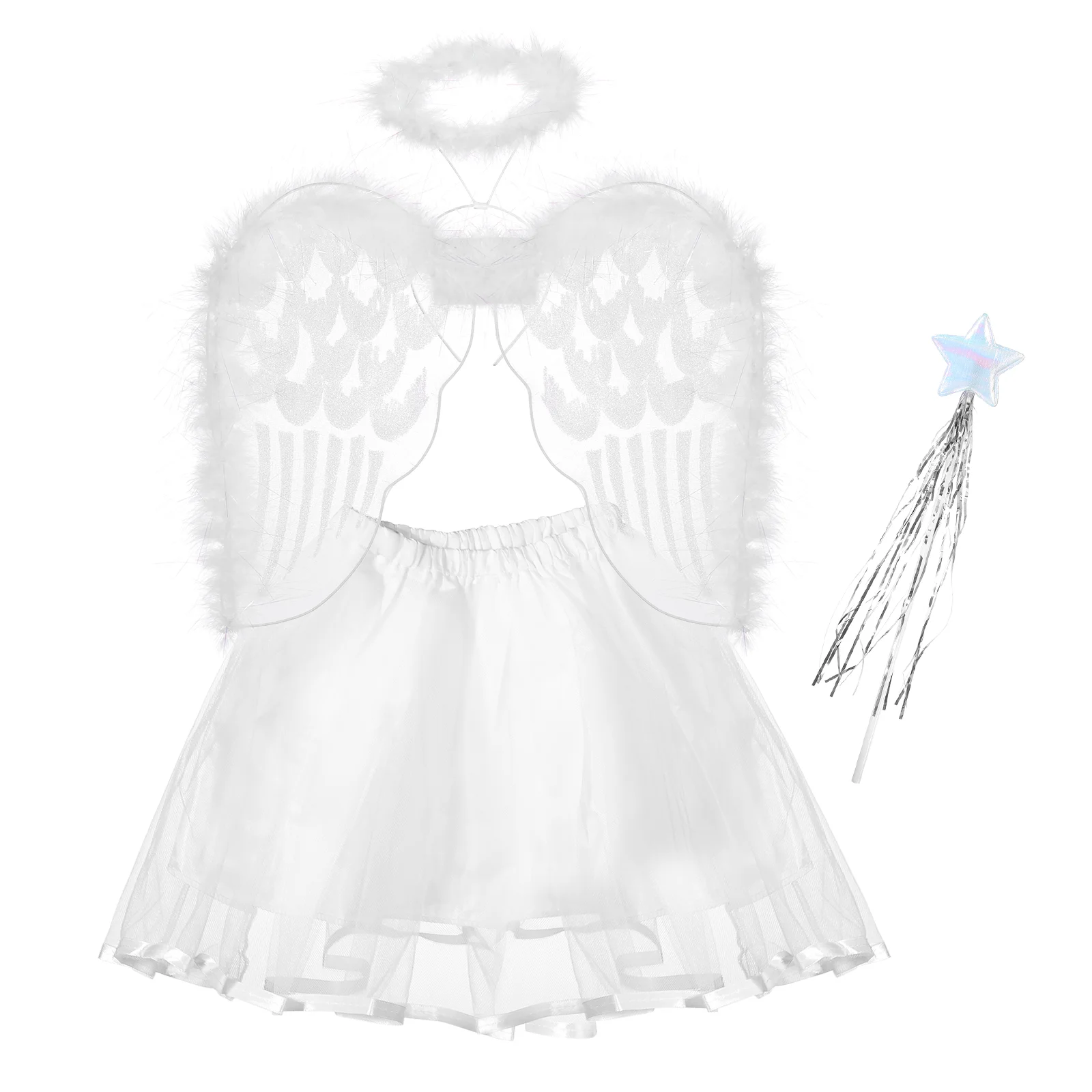 BESTOYARD 4pcs Angel Costumes Headband Wing Wand Tutu Skirt Set Angle Girls Fairy Dress Outfit (Angel)
BESTOYARD 4pcs Angel Costumes Headband Wing Wand Tutu Skirt Set Angle Girls Fairy Dress Outfit (Angel)
