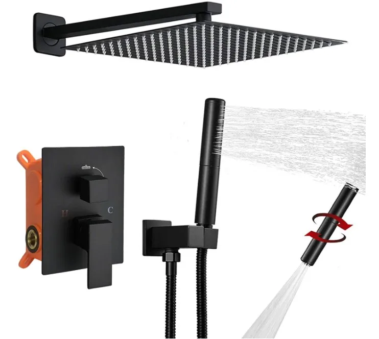 Shower System with 12 Inch Rain Shower Head and Handheld Wall Mounted, High Pressure Rainfall Shower Faucet
Shower System with 12 Inch Rain Shower Head and Handheld Wall Mounted, High Pressure Rainfall Shower Faucet
