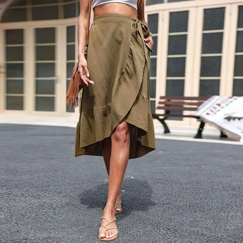 Vintage Solid Women's Skirts New Spring/summer Loose Fit High Waist Clothing Ruffle Hipster A-LINE Split Empire Women Skirt
Vintage Solid Women's Skirts New Spring/summer Loose Fit High Waist Clothing Ruffle Hipster A-LINE Split Empire Women Skirt
