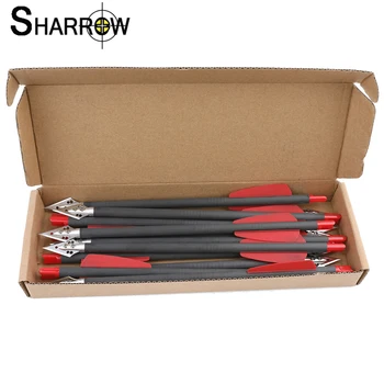 Pure Carbon Aluminium Crossbow Bolts Arrows Steel Broadhead Fits for Pistol Crossbow 50-80 LBS Outdoor Shooting Hunting