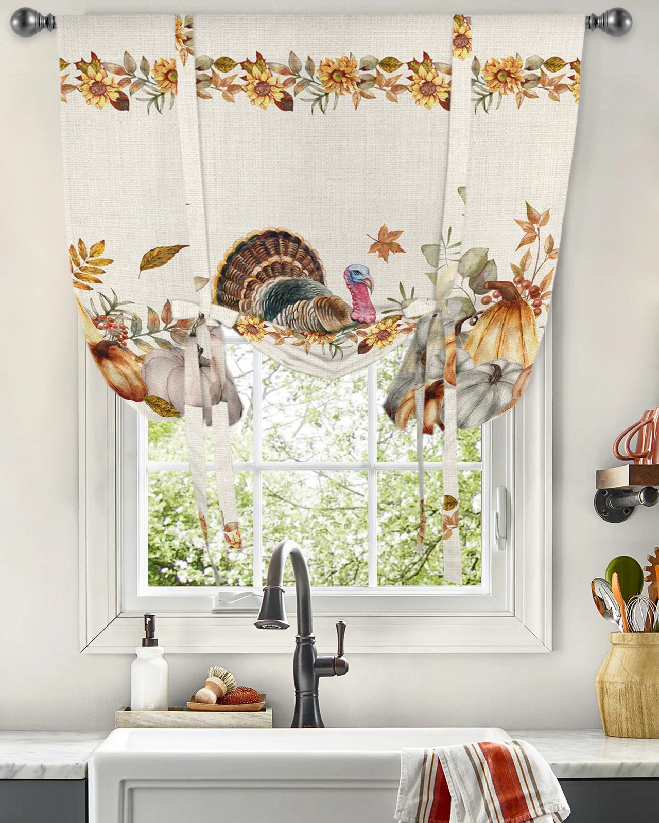 Thanksgiving Pumpkin Turkey Window Curtain for Living Room Home Decor Blinds Drapes Kitchen Tie-up Short Curtains
Thanksgiving Pumpkin Turkey Window Curtain for Living Room Home Decor Blinds Drapes Kitchen Tie-up Short Curtains