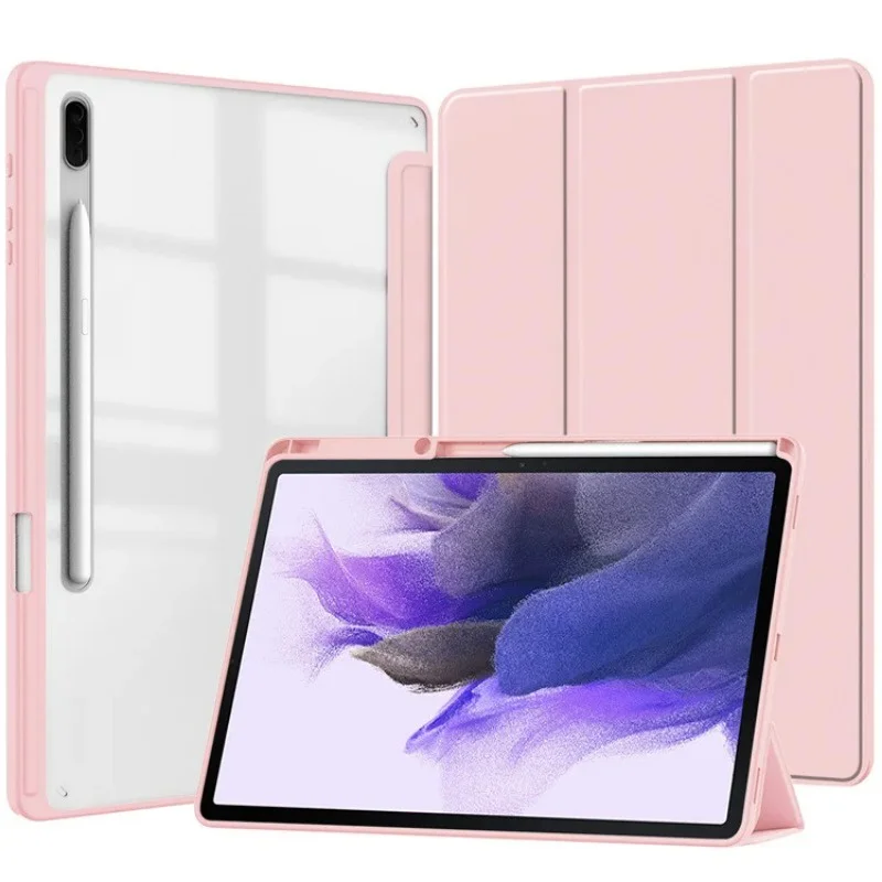 

Acrylic Tablet Case For Samsung Galaxy Tab S7 FE 12.4 inch SM-T730 T733 T736B T735 Transparent Back Shell With Pencil Holder
