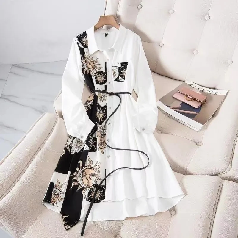 Oversized Women Spring Fall Fashion Streetwear Long Dress Korean Ladies White Black Lapel Print Patchwork Shirt Dresses Vestidos
Oversized Women Spring Fall Fashion Streetwear Long Dress Korean Ladies White Black Lapel Print Patchwork Shirt Dresses Vestidos