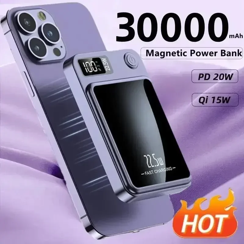 30000mAh Magnetic Macsafe Portable Power Bank Fast Wireless Charger For iphone 12 13 14 Pro Max External Auxiliary Battery Pack
30000mAh Magnetic Macsafe Portable Power Bank Fast Wireless Charger For iphone 12 13 14 Pro Max External Auxiliary Battery Pack