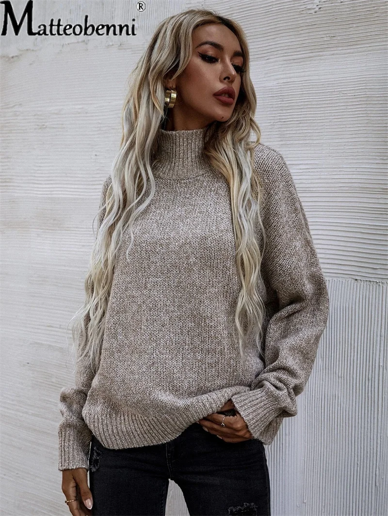 2022 Autumn Knitted Turtleneck Sweater Women Fashion British Style Casual Pullover Long Sleeve Solid Color Loose Commuter Tops
2022 Autumn Knitted Turtleneck Sweater Women Fashion British Style Casual Pullover Long Sleeve Solid Color Loose Commuter Tops