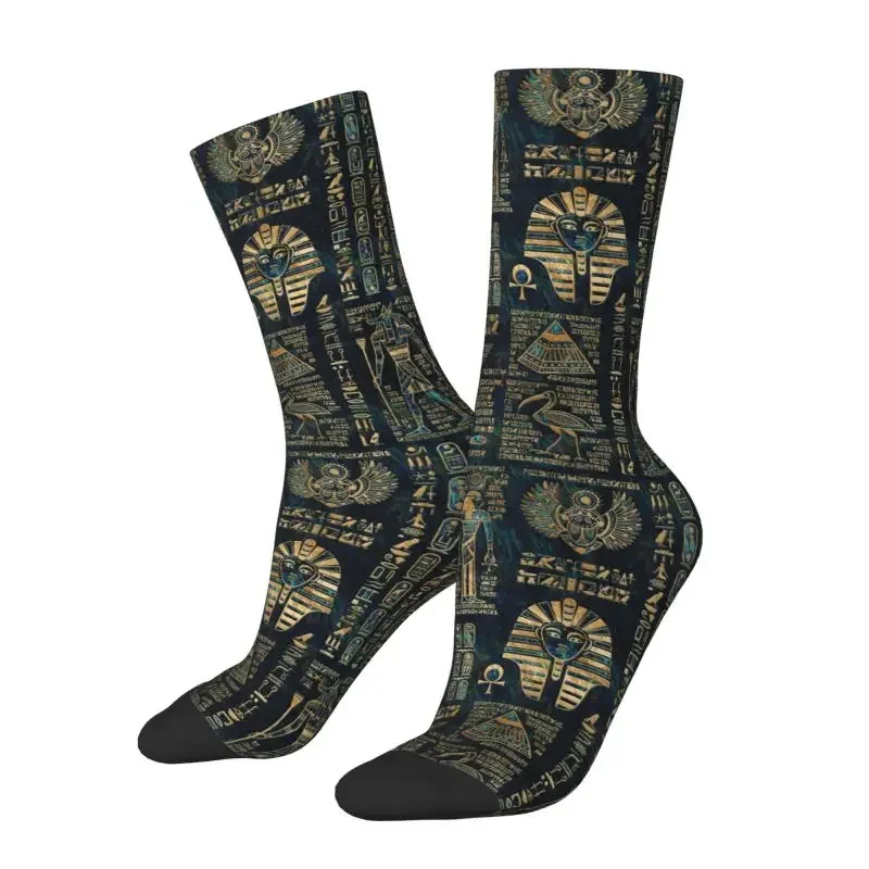 

Egyptian Hieroglyphs And Deities Mens Crew Socks Unisex Kawaii Ancient Egypt Spring Summer Autumn Winter Dress Socks