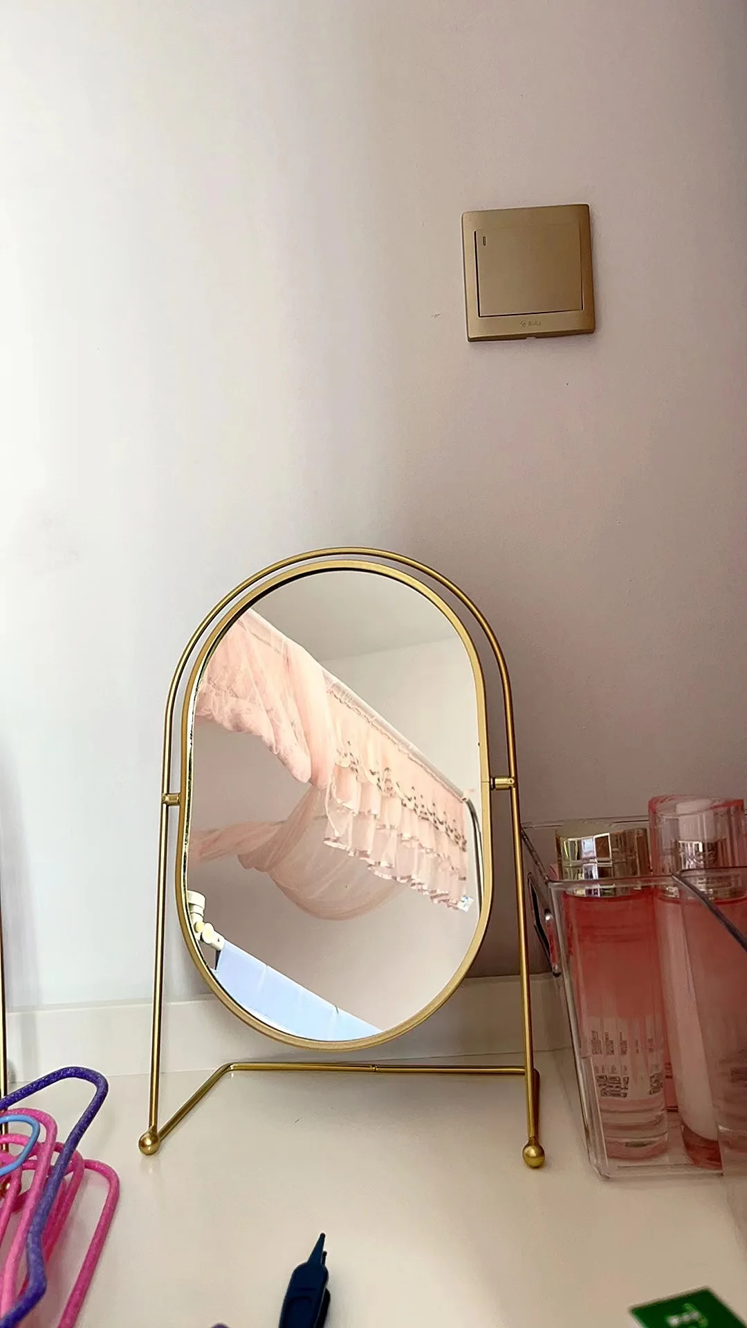 Generic Rotating Oval Makeup Mirrow Metal Standing Mirror Bathroom Desk ...
