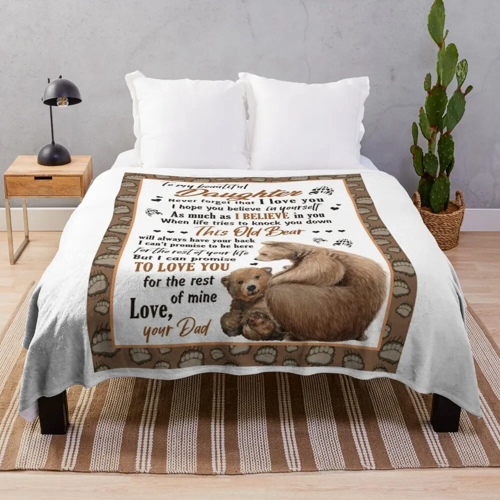 

Daughter From Dad Blanket This Old Bear Will Always Have Your Back Themed Design Throw Blanket Sofa warm winter Blankets