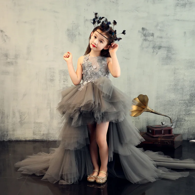 

Little Girls Cocktail High Low Pageant Dress Tutu Elegant Banquet Party Dresses Formal Teen Girls Ceremony Gown 4-16 Years